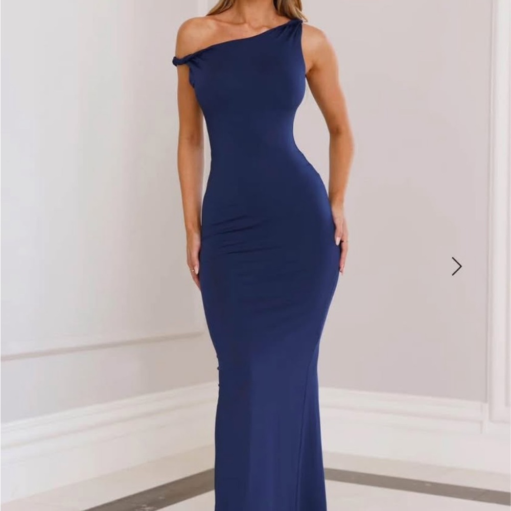 Brand new with tags! Paid $95. Blue Ruched One-Shoulder Bodycon Dress